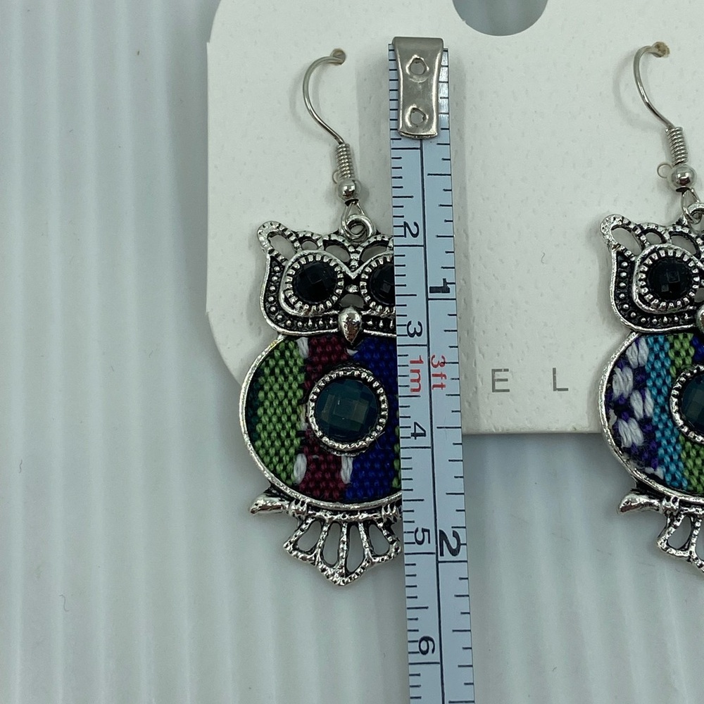 NEW Silver and Colorful Owl Earrings - Picture 6 of 7